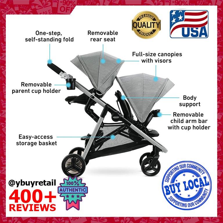 New vers Graco Ready2Grow LX 2.0 Double Stroller Features Bench Seat and Standing Platform Options Clark