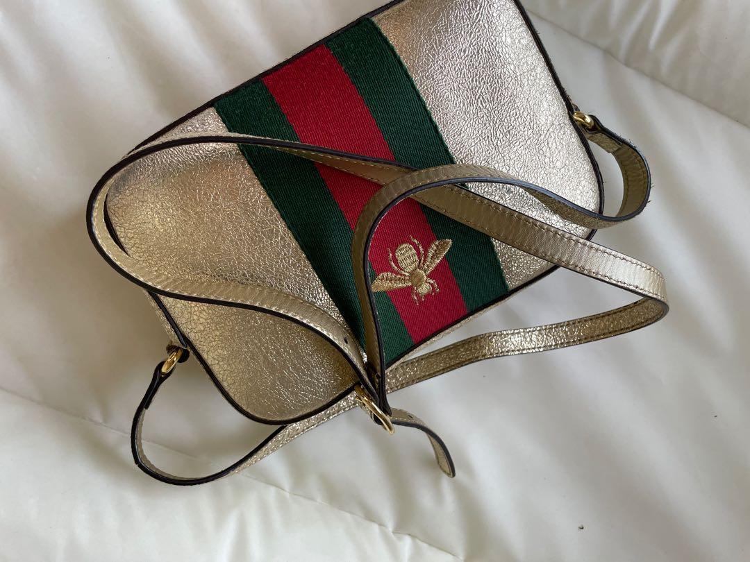GUCCI Webby Bee Embroidered Bag in metallic authenthic Women s