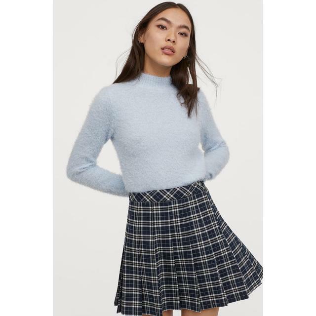 H M Blue check pleated skirt Women s Fashion Bottoms Skirts on