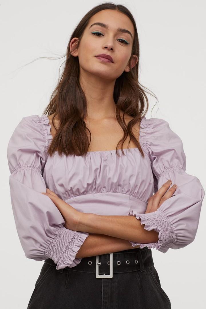 H and m puff sleeve top online