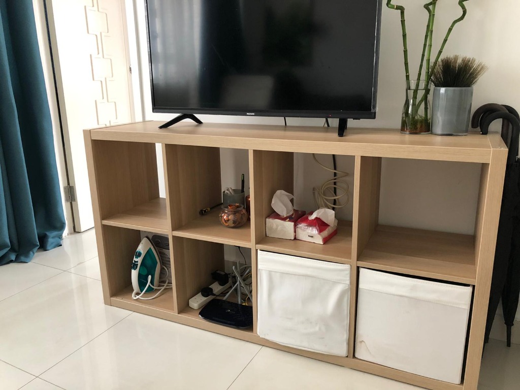 https www carousell com hk p kallax shelving unit white stained oak effect 95 new 1074378657