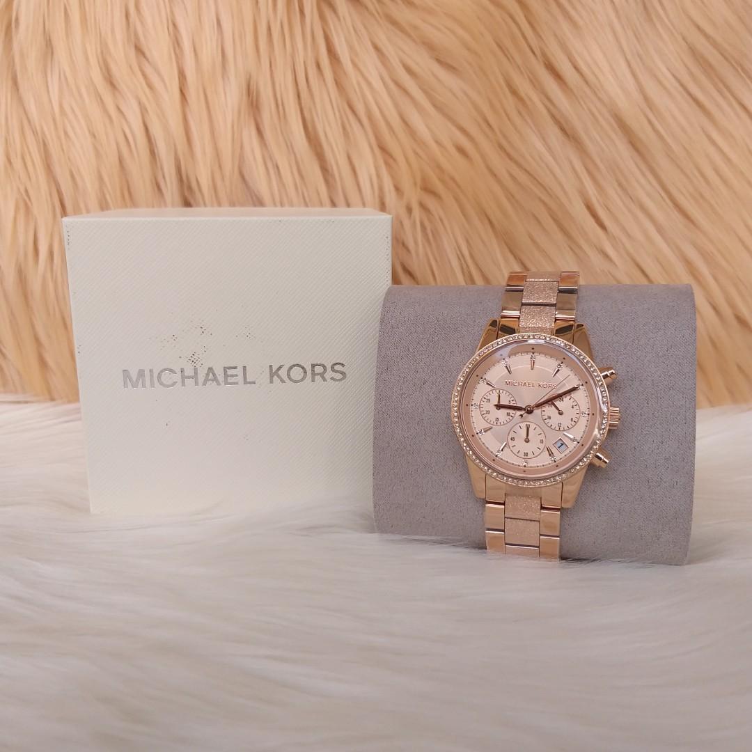 NEW] Michael Kors Ritz Quartz Rose Gold Dial Stainless Steel Ladies Watch  MK6598, Luxury, Watches on Carousell