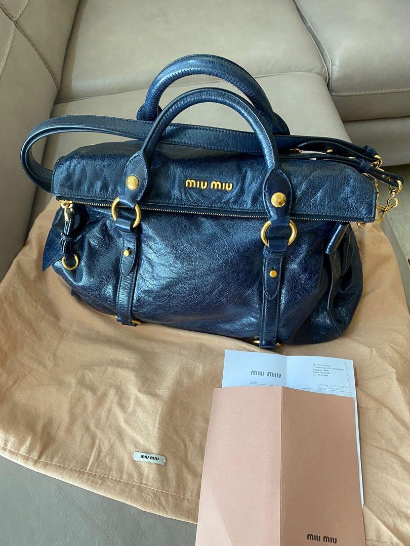 Miu Miu Vitello Lux Bluette Bag, Women's Fashion, Bags & Wallets