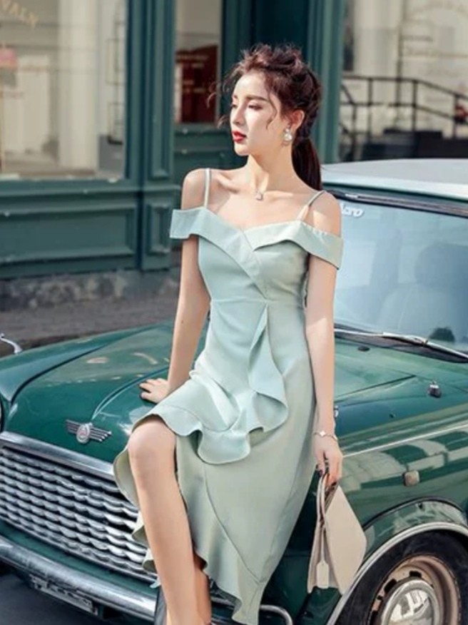 Pastel shop green dress