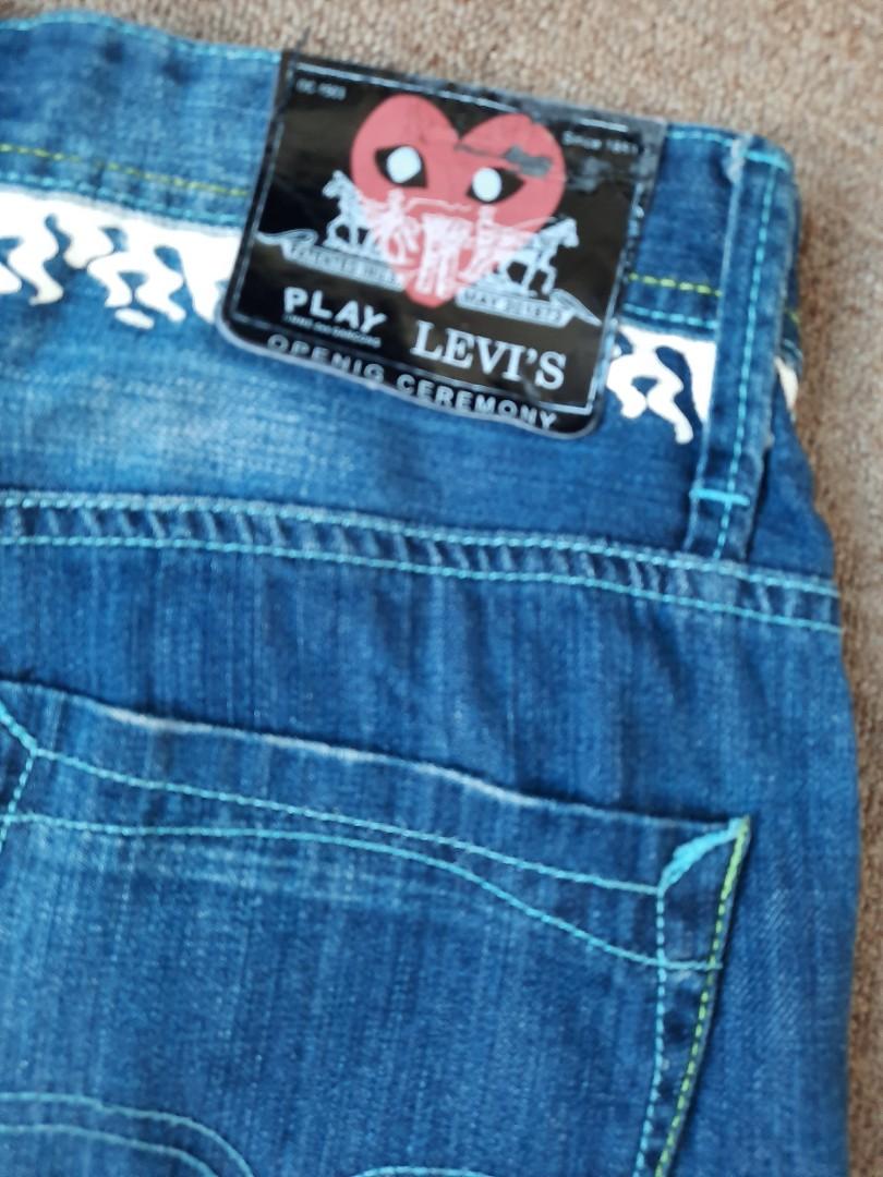 PLAY COMME DES GARCONS COLLABORATION WITH LEVIS OPENIG CEREMONY DENIM  PANTS, Women's Fashion, Bottoms, Other Bottoms on Carousell