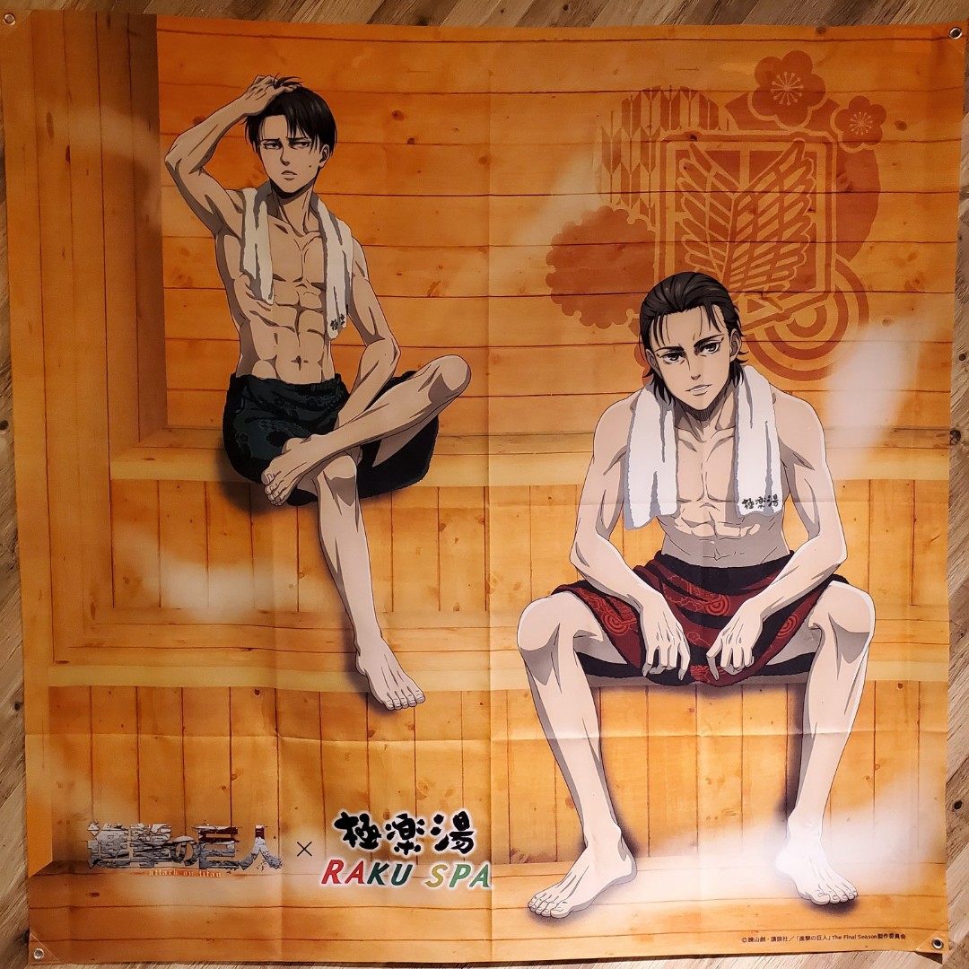 PO] ATTACK ON TITAN X RAKU SPA (SAUNA COLLAB), Hobbies & Toys, Collectibles  & Memorabilia, Fan Merchandise on Carousell