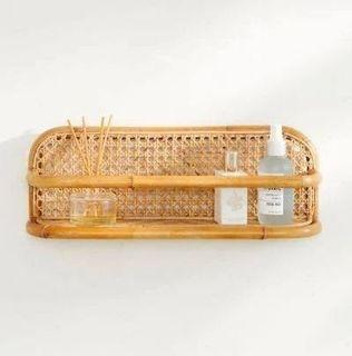 Rattan cane wall shelves