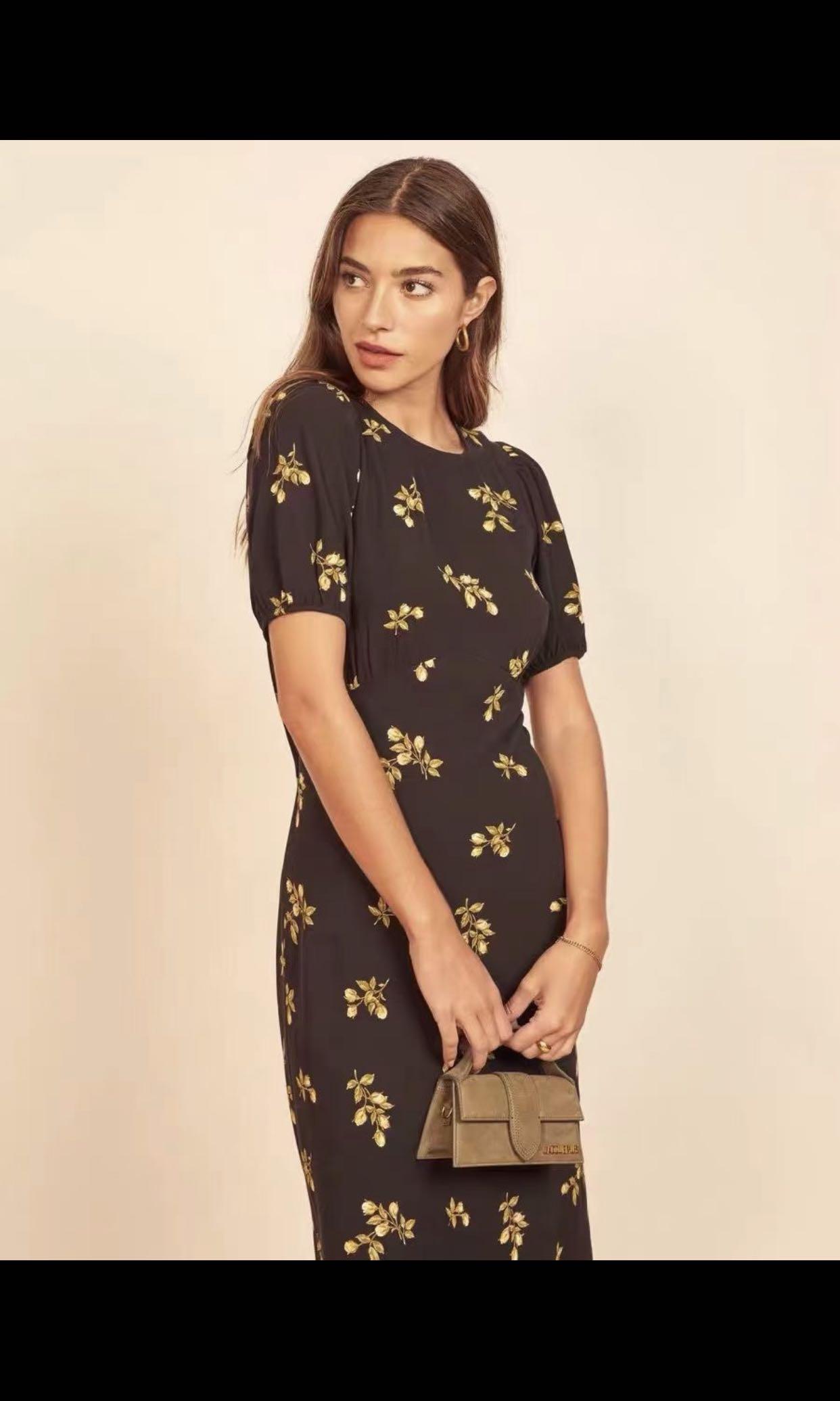 Reformation Fleurs Midi Dress authentic Mara black Ina peach pink Women s Fashion Dresses Sets Dresses on Carousell