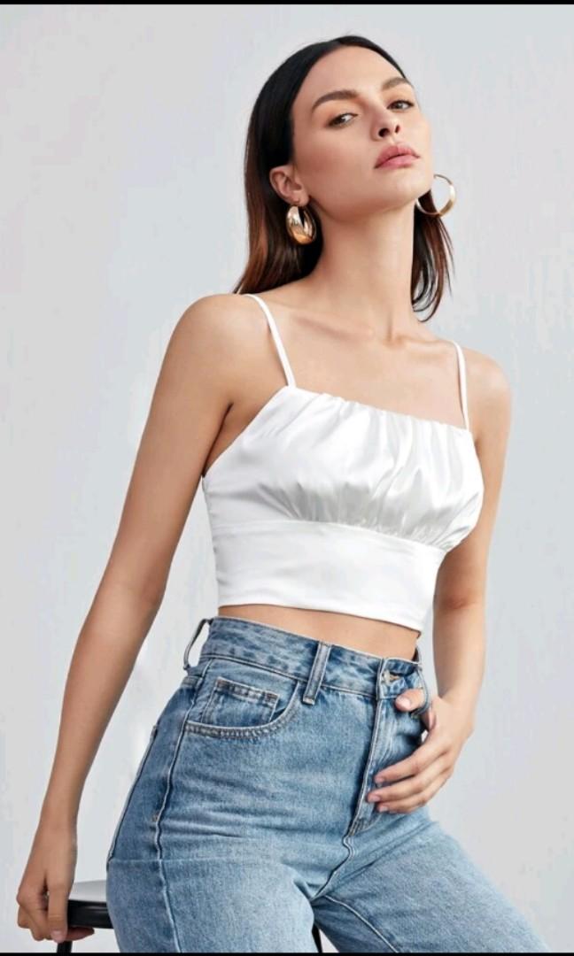 satin cami crop top