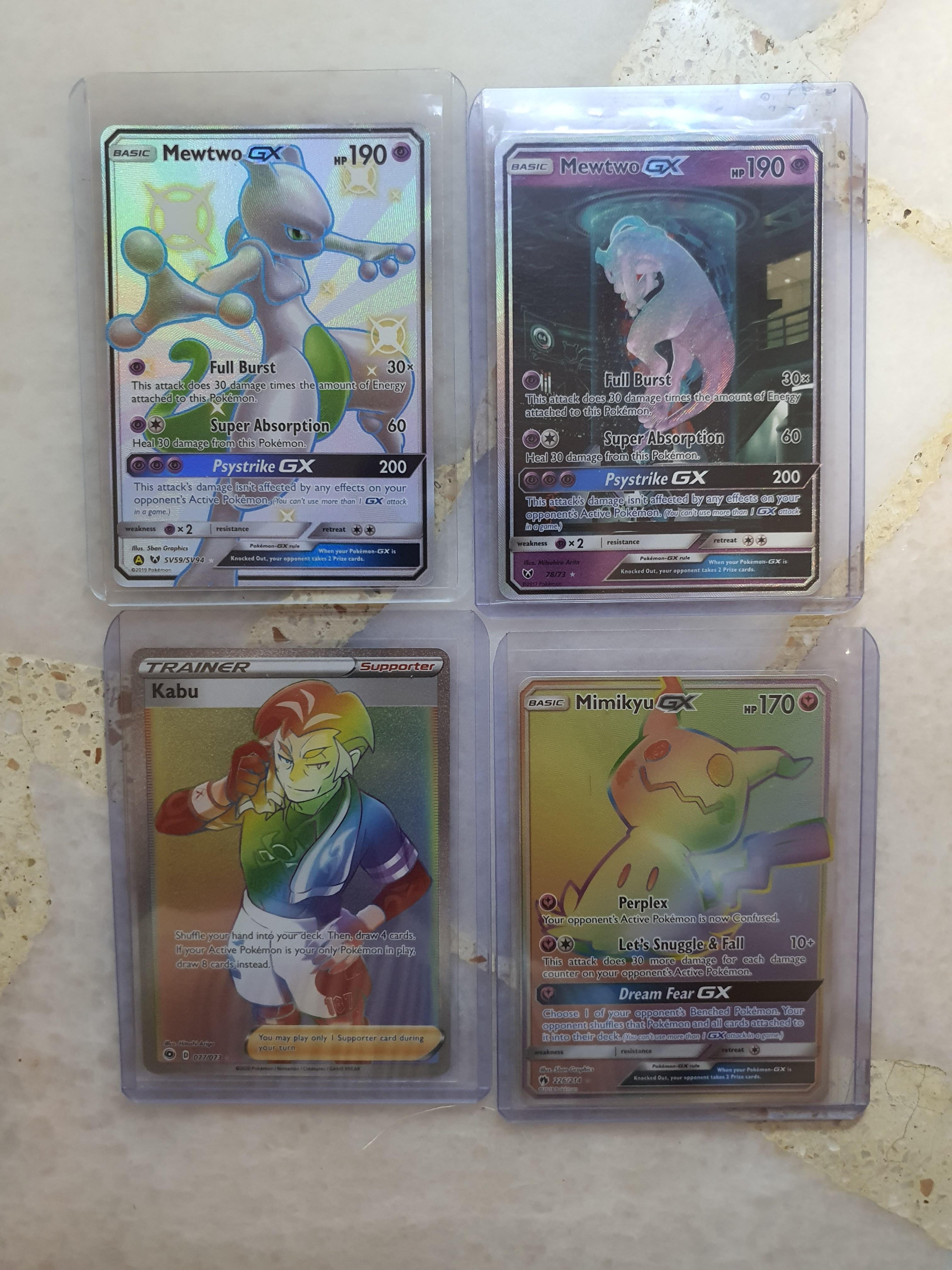 SHINY MEWTWO GX TESTUBE MEWTWO MEWTUBE MIMIKYU GX RAINBOW RARE KABU