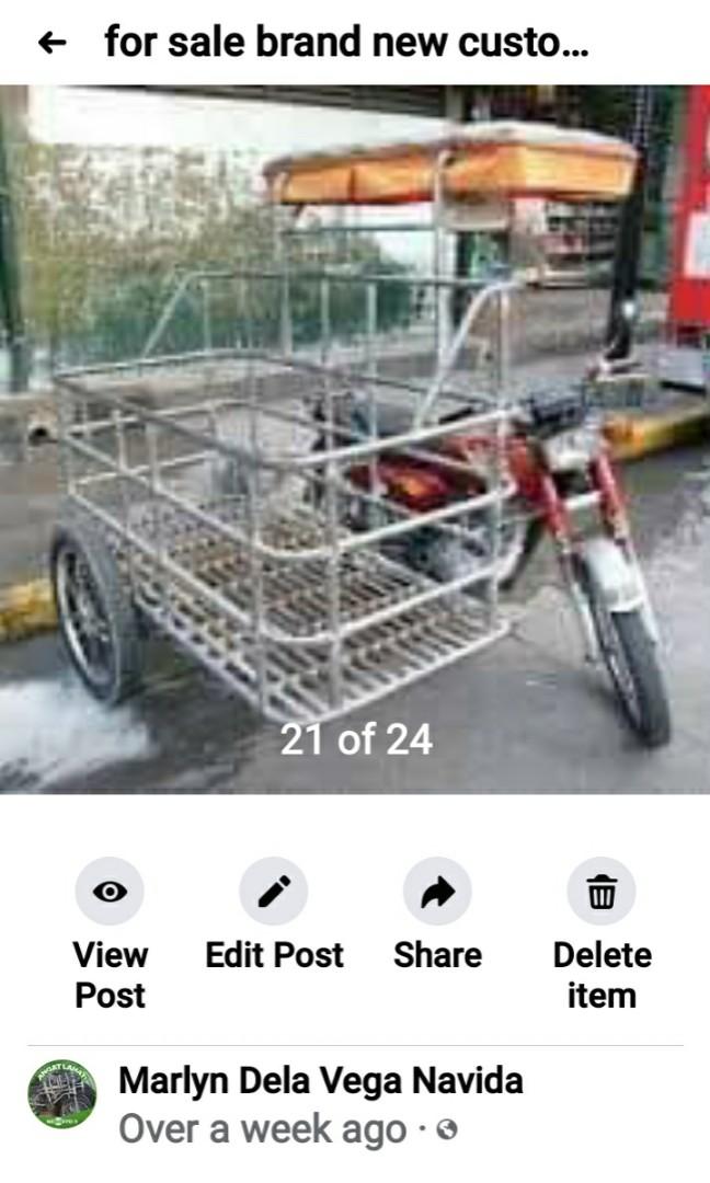 Sidecar/kolong kolong (Category: Industrial Equipment) located in Manila. Submitted by fastmountain_dfe013 (Listing ID 1074354010, Image 2). Description: customized sidecar for motor cycle..pwede pang deliver ng tubig/ 50Lx26Wx20H with playe sheet sa harap sidewheel 300.17 kasama tapalodo/ bubong sa driver/ alignment/pintura.. WALANG deposito/downpayment COD 09193318674.