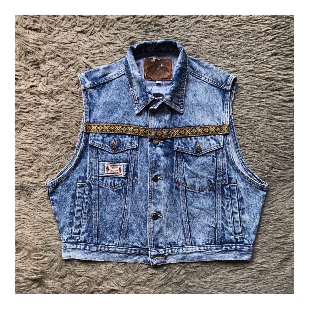 Trucker Vest Denim Acid Wash Unisex 