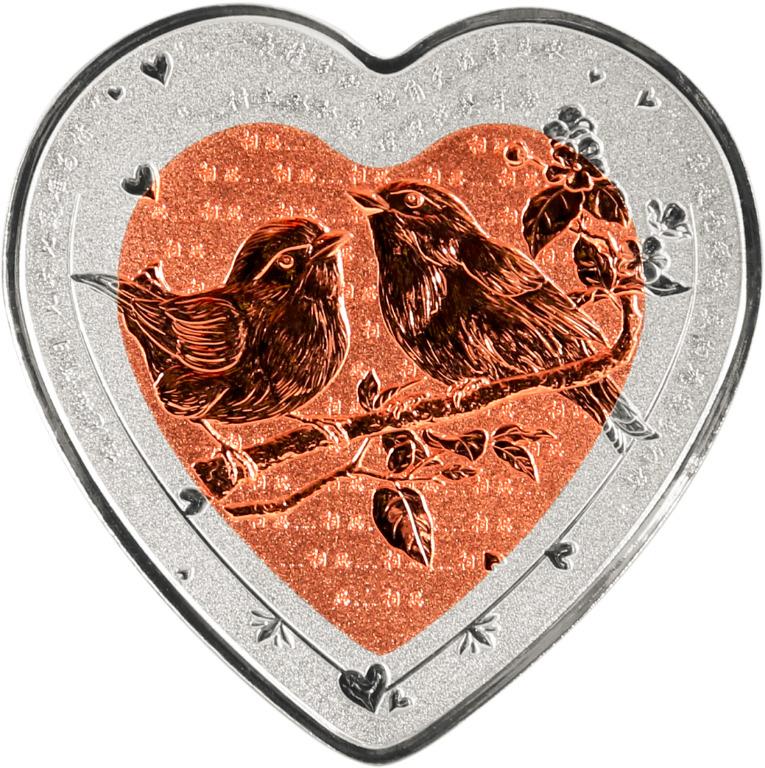 2019 Fiji Celebrating Love - Leiothrix 1 Dollar Heart-shaped