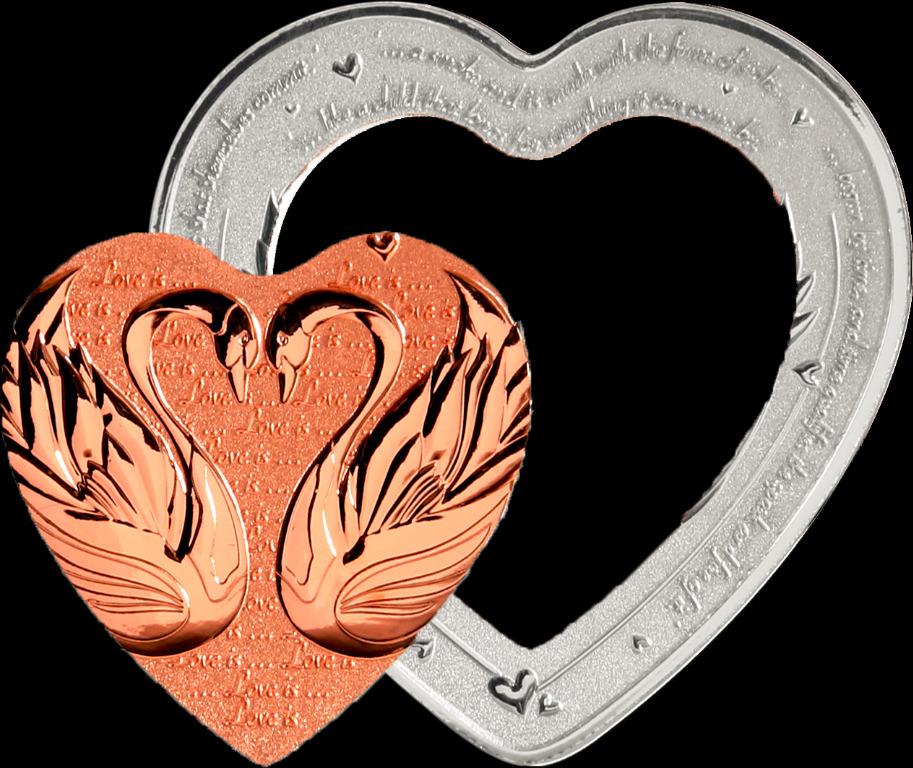 2019 Fiji Celebrating Love - Swan 1 Dollar Heart-shaped Bimetal