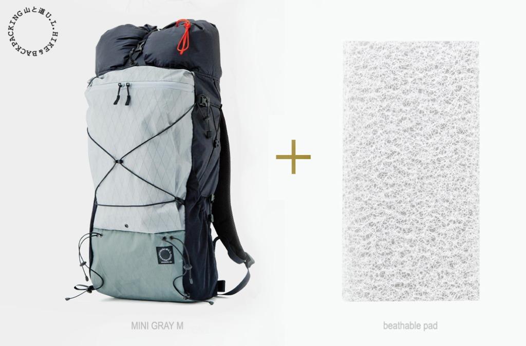 露營用品] [超輕量] [95%美品] 山と道Mini Gray 背囊Backpack M + Breathable Pad Mini__  1Set___ HMG Snow Peak MSR, 興趣及遊戲, 旅行, 旅遊- 旅行必需品及用品-