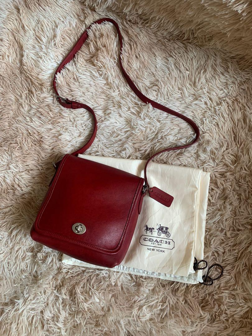 PAMIGAY SALE!💯 Original Vintage Coach Companion Flap 9076 In Cherry Red  Silver Cross body Bag, Luxury, Bags & Wallets on Carousell