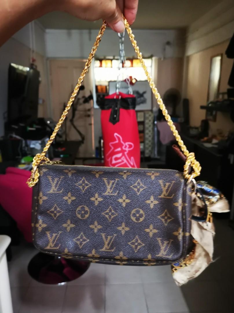 $350 Bag Only)Authentic LV Vuitton Pochette 916 22k Necklace Total 153g