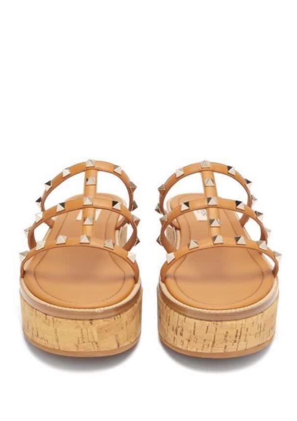 valentino rockstud cork platform sandals