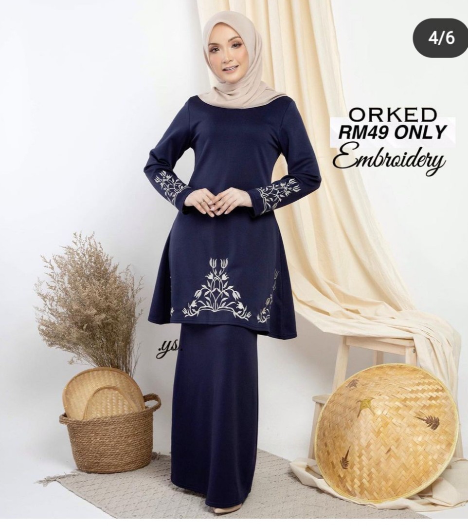 baju kurung navy blue 2021