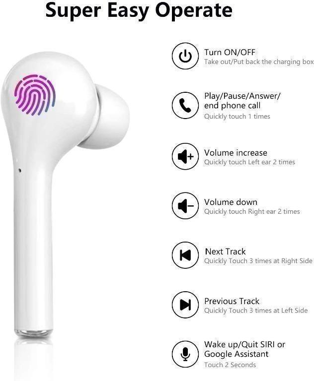 Bluetooth Headphones Aoslen Wireless Headphones In Ear TWS Bluetooth 5.0 Headset Touch Control Noise Cancelling Earphones with Microphone and Portable Charging Case Audio Headphones Headsets on Carous...