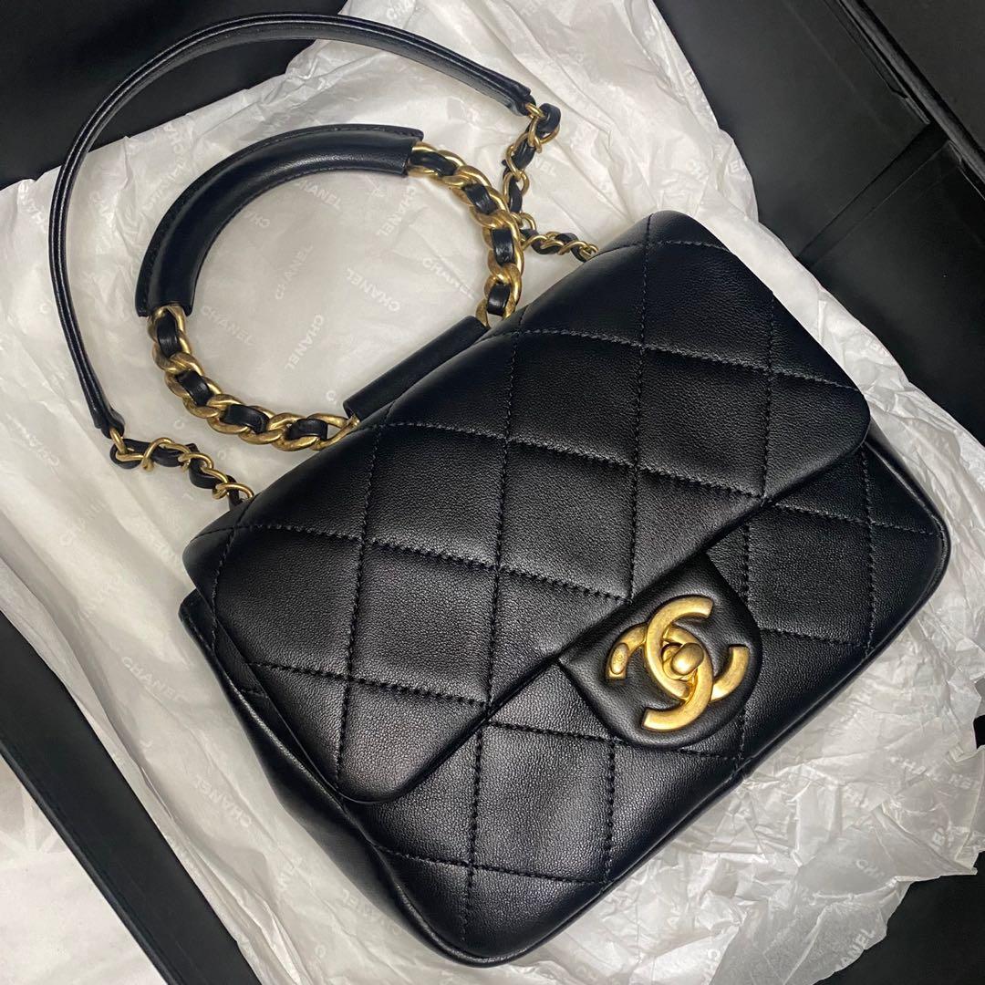 Chanel 20C Top Handle Mini Square Flap Antique GHW, Luxury, Bags & Wallets  on Carousell