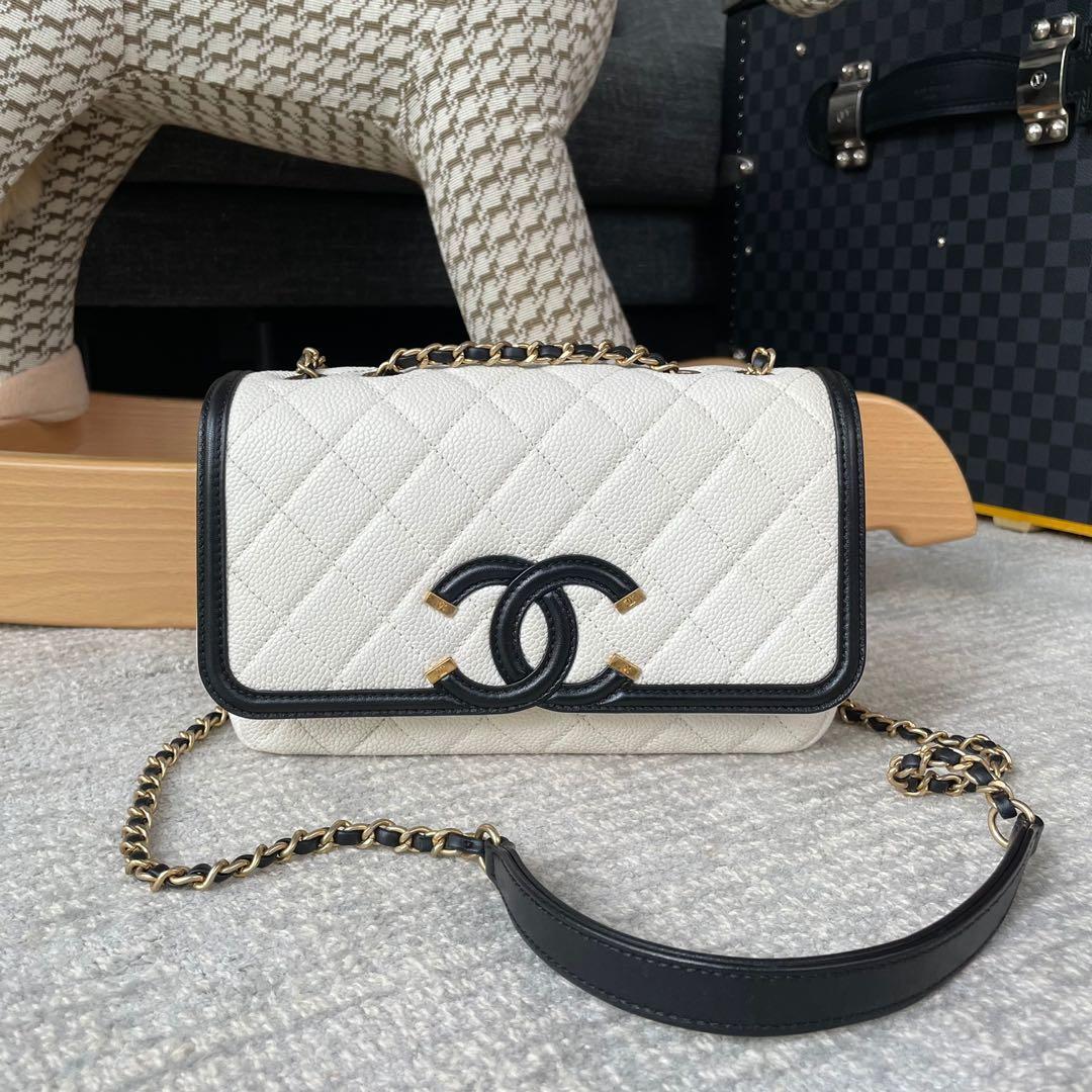 Buy Chanel Filigree Flap Bag Quilted Caviar Medium Neutral 3256101