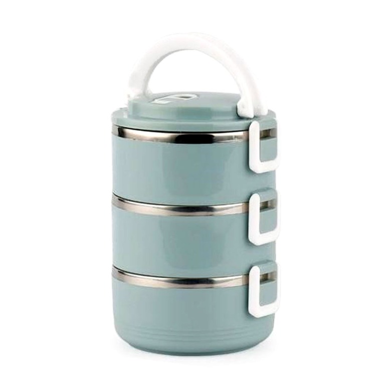 Delly SLB-28SV Silver 3 layer Stainless Steel Bento Lunch Box, TV ...