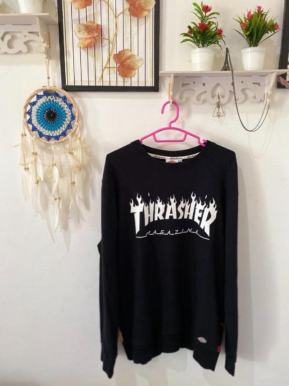 DICKIES x THRASHER Slasher Collaboration ORIGINAL Sweatshirt Fesyen Pria Pakaian Atasan di Carousell