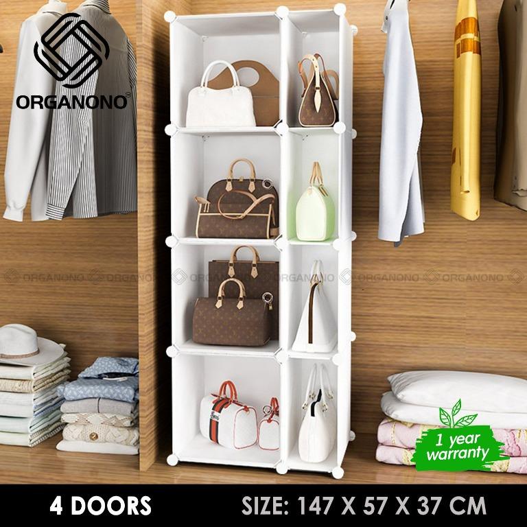 DIY 4 Doors Multipurpose Shelve Rack Cabinet Bag Storage Display