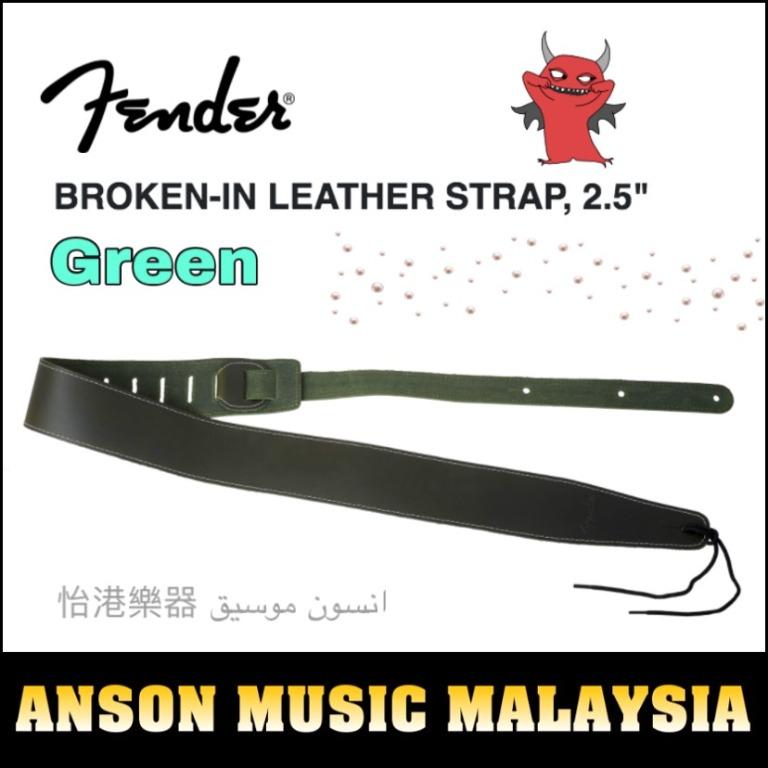 Fender Broken in Leather Guitar Strap Green 2.5