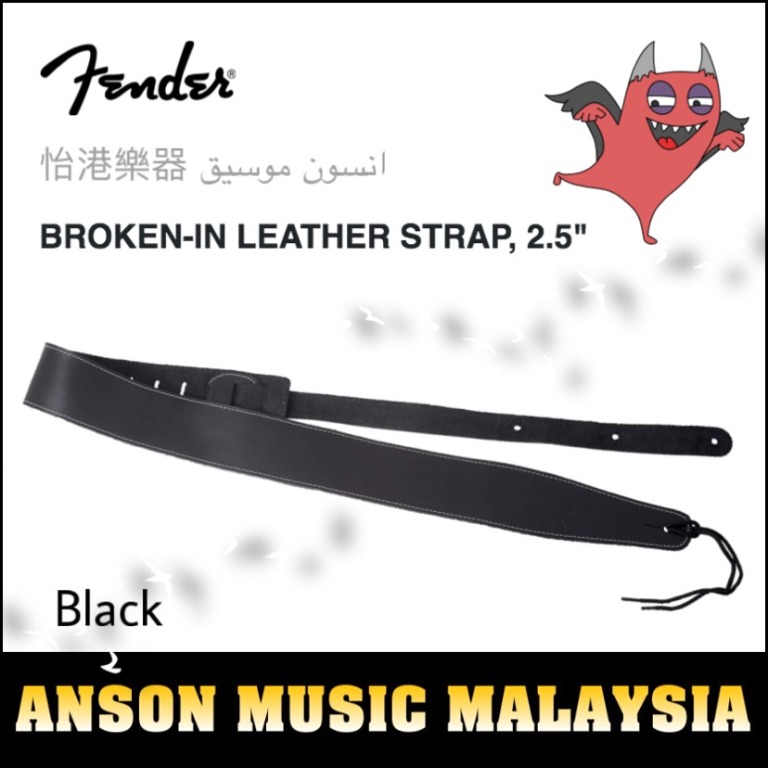Fender Brokenin Leather Guitar Strap, Black, 2.5", Hobbies & Toys