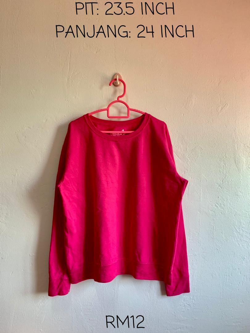 Hanes Hot Pink Sweatshirt Women s Fashion Tops Longsleeves on