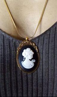 I have great Victorian Cameo black and white Fleur delis Pendant Necklace