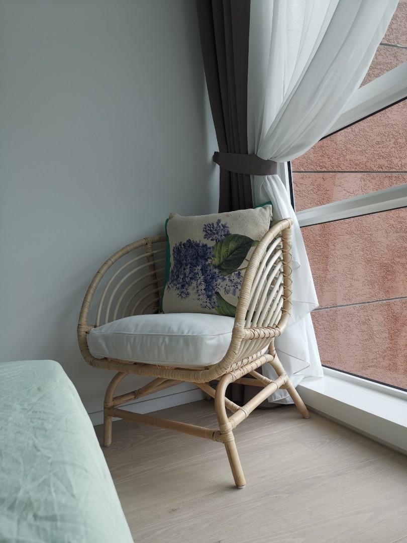 Ikea Rattan Chair with Sitting Cushion [Must Go Now!], Furniture & Home