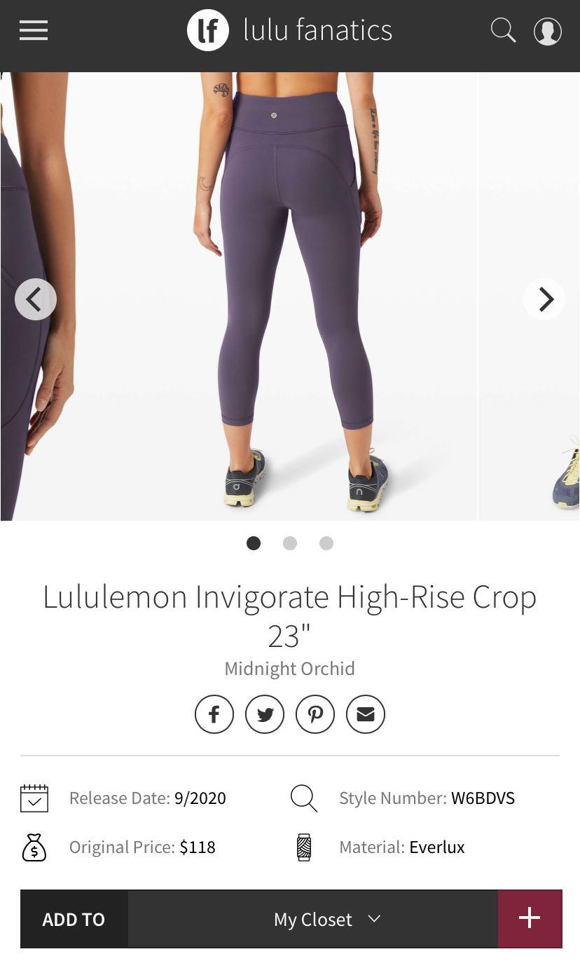 Lululemon Invigorate High-Rise Crop 23 - Midnight Orchid - lulu