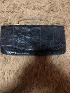 Navy blue animal skin clutch