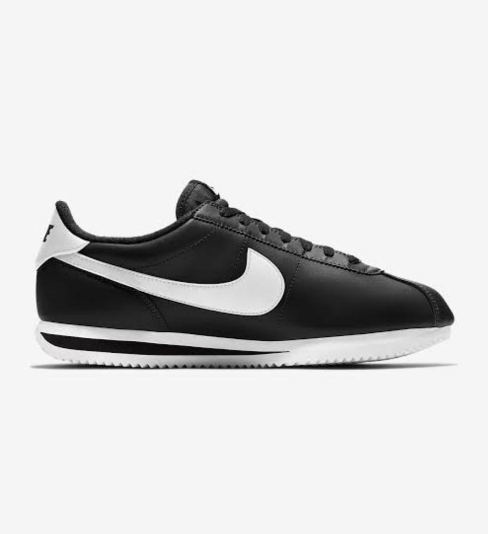 nike cortez leather white black