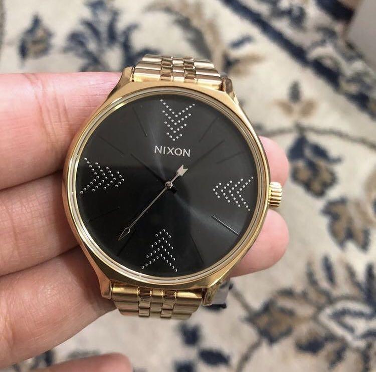 Nixon Womens Gold Black Silver Clique Watch Luxury Watches on