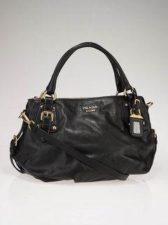 Prada Black Soft Calfskin Leather Satchel Bag