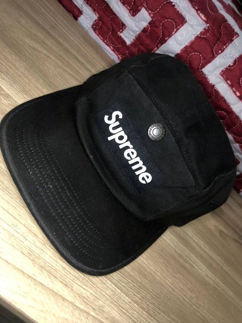 supreme snap button pocket camp cap