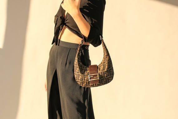 Vintage FENDI Zucca Half Moon Shoulder Bag - A Retro Tale - A Retro Tale