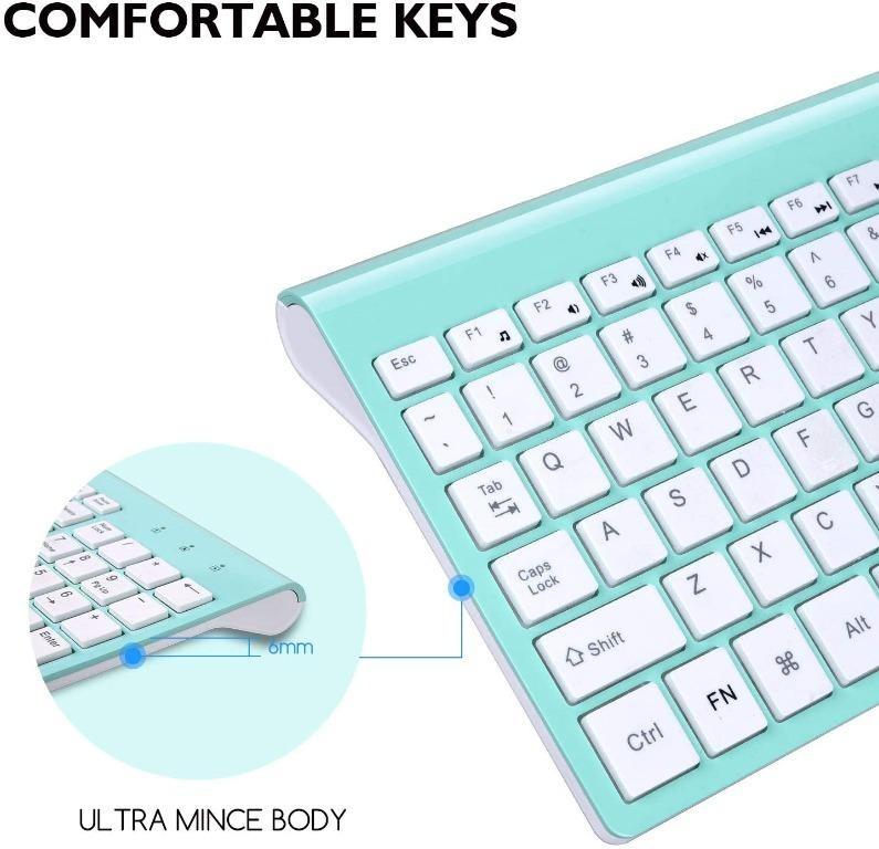 MOFII Wireless Keyboard Mouse Combo, Colorful Compact Full Size Wireless  Keyboard and Mouse Set 2.4G Ultra-Thin Sleek Design for Windows, Computer