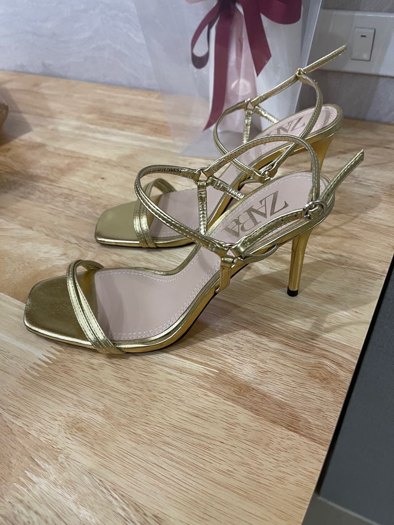 Zara Gold Starppy Heels Women s Fashion Footwear Heels on Carousell