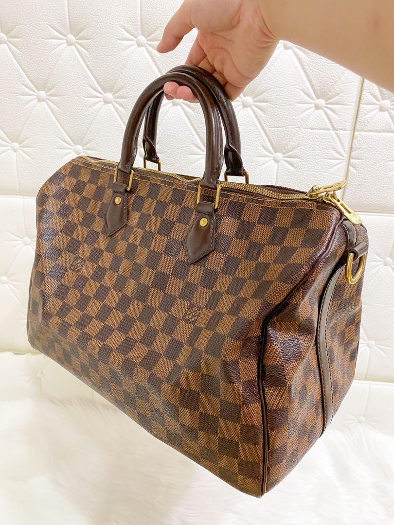 Louis Vuitton Damier Ebene Speedy Bandouliere 35 with Strap 112lv21 For  Sale at 1stDibs