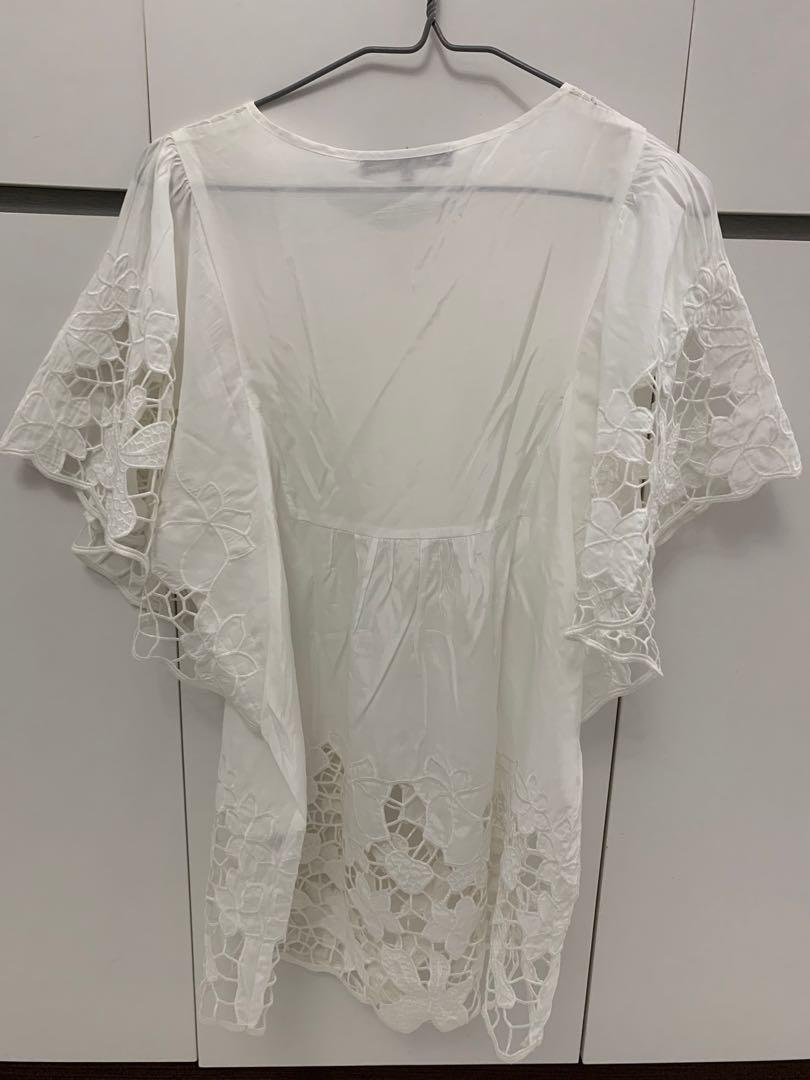 bcbg white lace top