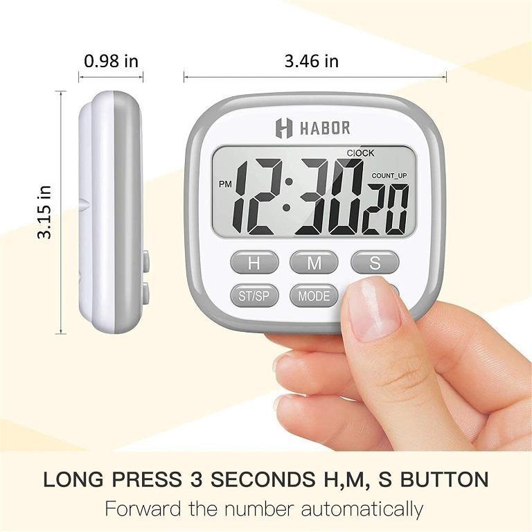 Habor Kitchen Timer, 24-Hours Digital Timer [Multifunctional] with Clock  for Cooking, Loud Alarm & Strong Magnet, Count-Up & Count Down for Kitchen  Baking Sports Games Office Study (Battery Included)