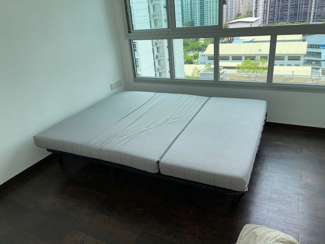 IKEA chair bed, single foldable bed, frame with mattress, Furniture