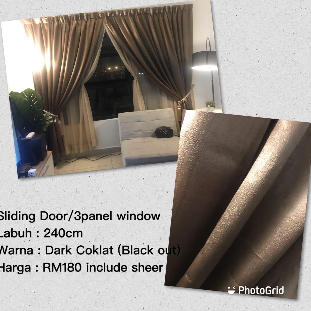 Langsir Sliding Door 3 Panel Window Home Furniture Home Decor On Carousell