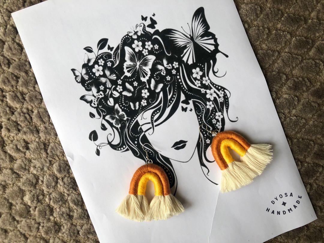 Macrame Beach Earrings Tassels (Category: Other Accessories) located in Cebu City. Submitted by ddsecondselection (Listing ID 1074742022, Image 3). Description: Handmade but well sanitised. DM for inquiries. Follow us for more on IG and FB Account number: @dyosahandmade.