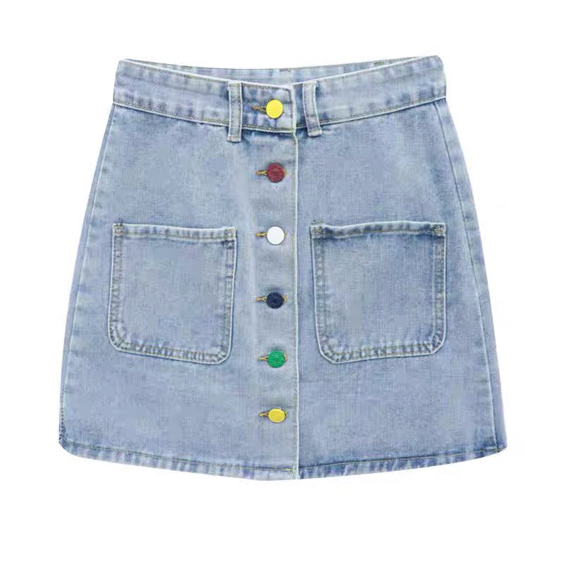 rainbow button up skirt